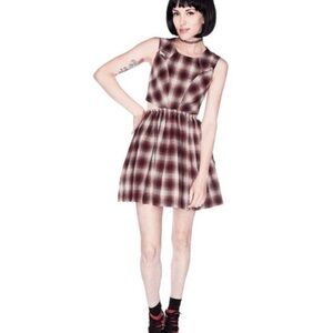UNIF Checkered Red and Black Mini Dress (with cut outs at waist)